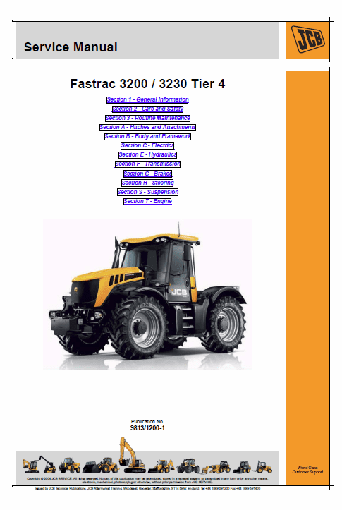 JCB 3200, 3230 Tier 4 Fastrac Service Manual