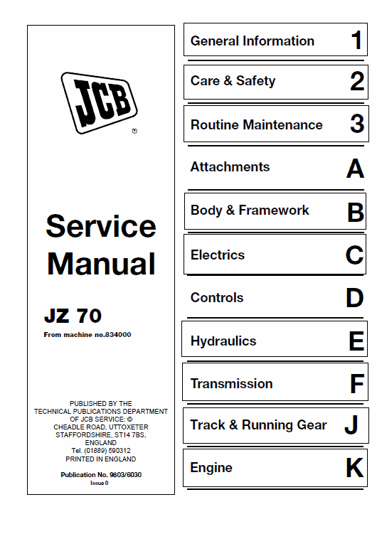 Jcb Jz70 Tracked Excavator Service Manual