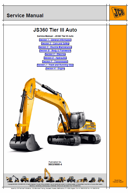 Jcb Js360 Tier 3 Auto Tracked Excavator Service Manual