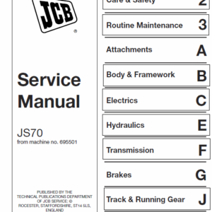 Jcb Js70 Tracked Excavator Service Manual