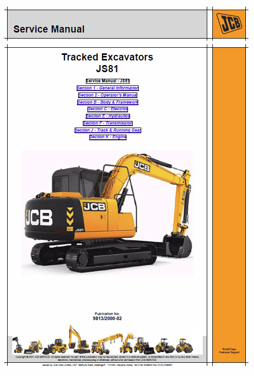 Jcb Js81 Tracked Excavator Service Manual