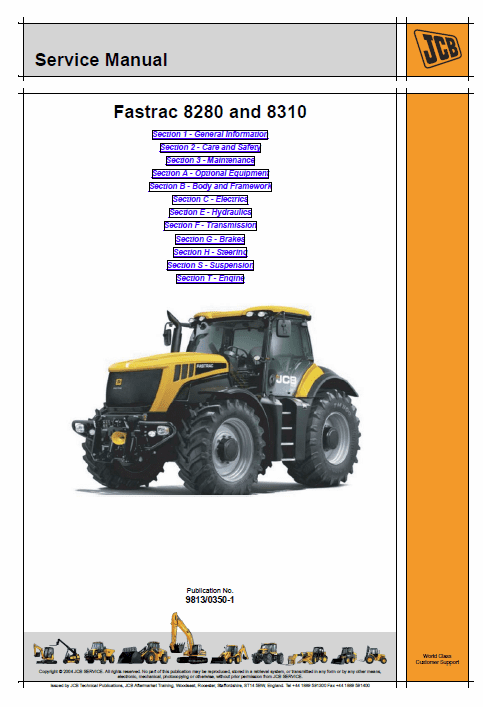 JCB 8280, 8310 Fastrac Service Manual