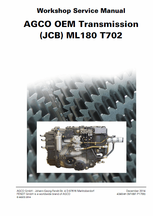 JCB AGCO OEM Transmission ML180 T702 Manual