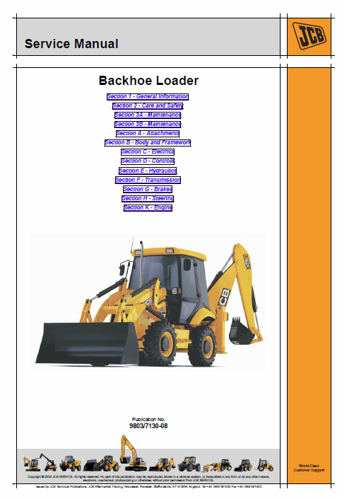 JCB 2CX, 2CXU, 210S, 210SU Backhoe Service Manual