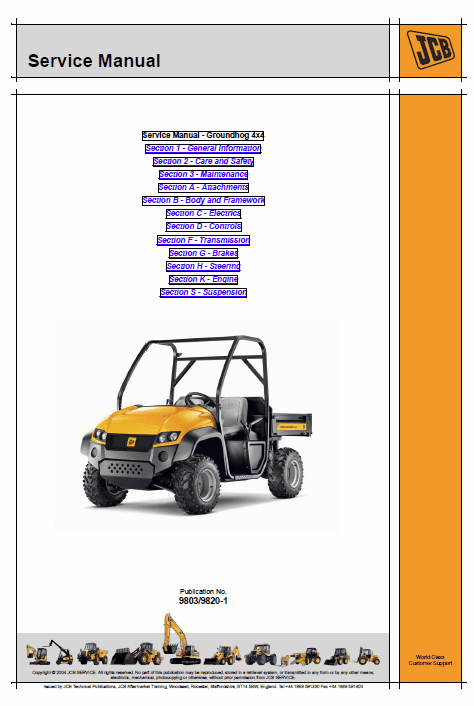 JCB Groundhog 4×4 Utility Vehicle Service Manual