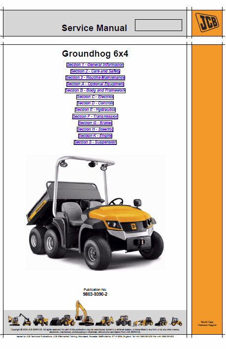 JCB Groundhog 6×4 Utility Vehicle Service Manual