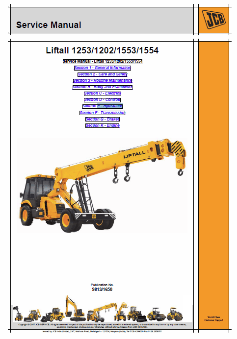 JCB 1253, 1202, 1553, 1554 Liftall Service Manual