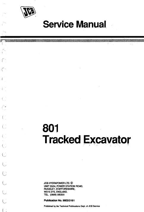 JCB 801 Tracked Excavator Service Manual