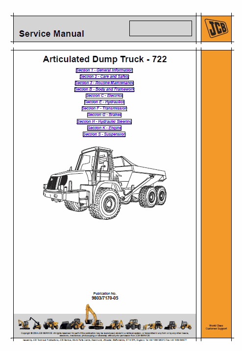 JCB 722 Articulated Dump Truck Service Manual