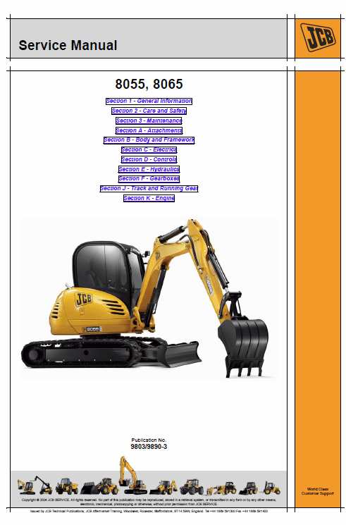 JCB 8055, 8065 Midi Excavator Service Manual