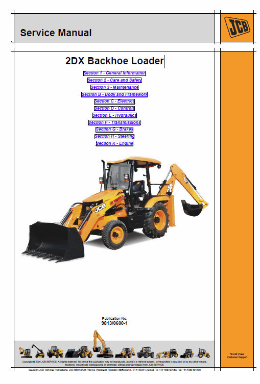 JCB 2DX Backhoe Loader Service Manual