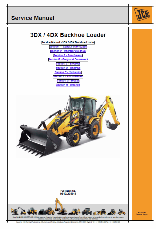 JCB 3DX, 4DX India Backhoe Loader Service Manual