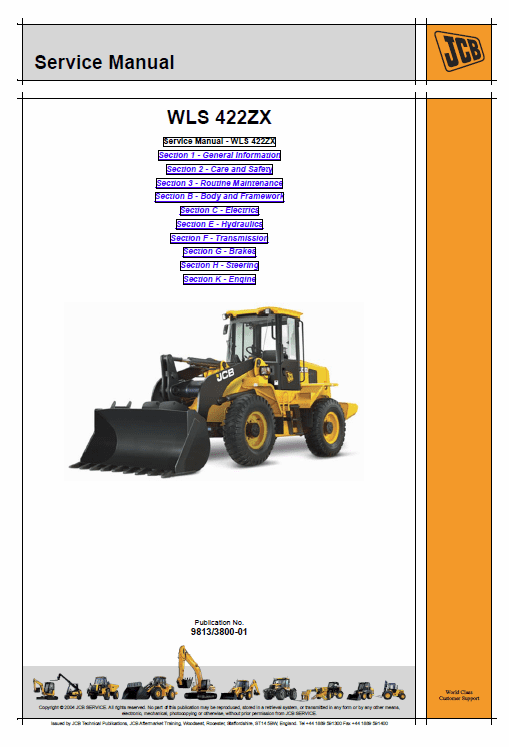 Jcb 422zx Wheeled Loader Shovel Service Manual