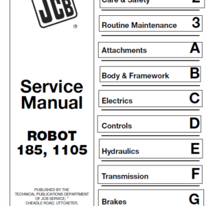 Jcb 185, 1105 Skidsteer Loader Robot Service Manual