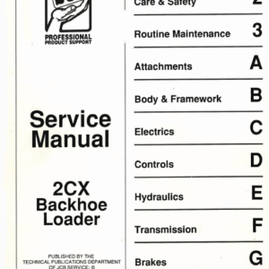 JCB 2CX Backhoe Loader Service Manual