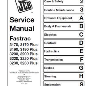 JCB 3170, 3190, 3200, 3220, 3230 Fastrac Service Manual