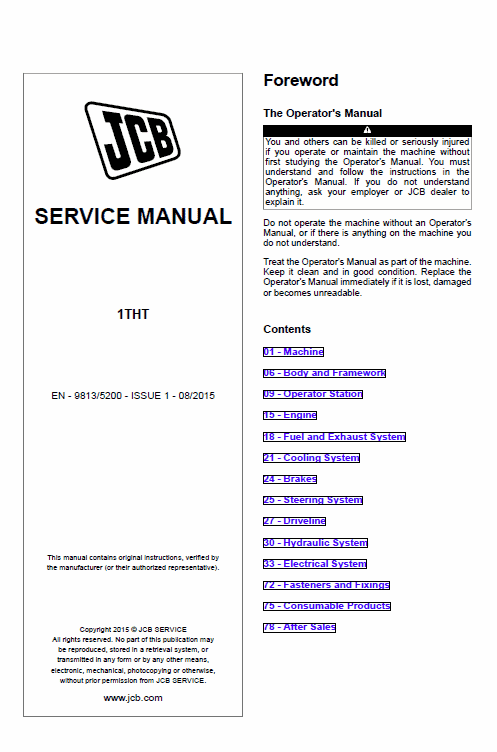 Jcb 1tht Site Dumper Thwaites Service Manual