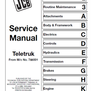 Jcb 2.0, 2.5, 3.0, 3.5d Tlt Lift Teletruk Service Manual