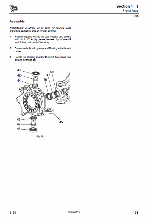 JCB 8250 Fastrac Service Manual