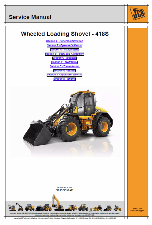 JCB 418S Wheeled Loader Shovel Service Manual