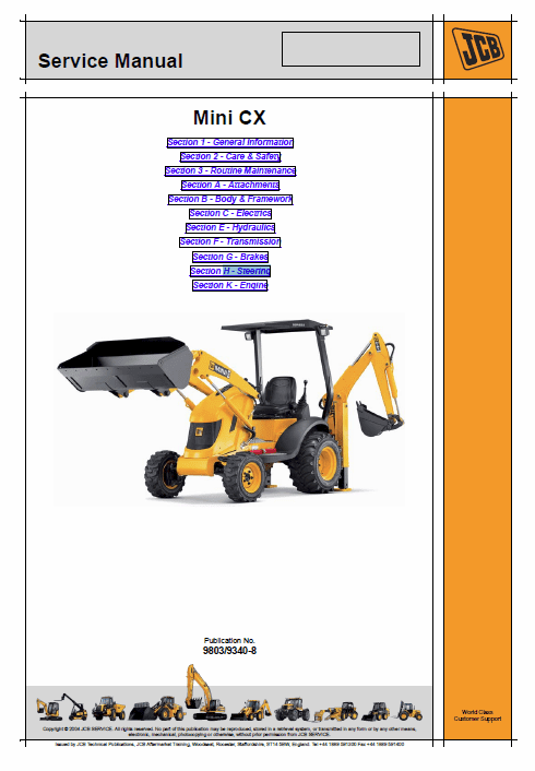 JCB Mini CX Backhoe Loader Service Manual