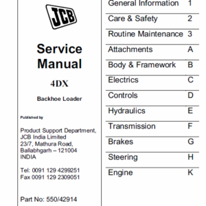 JCB 4DX Backhoe Loader Service Manual