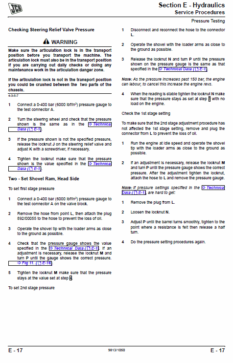 JCB 430ZX Wheeled Loader Shovel Service Manual