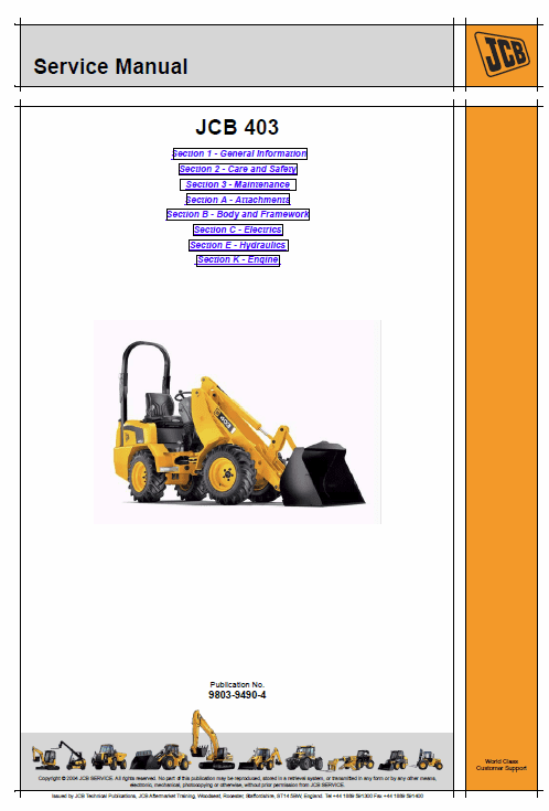 JCB 403 Wheeled Loader Service Manual