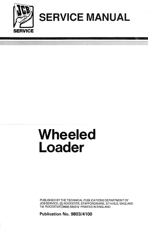 JCB 410, 412, 415, 420, 425, 430 Wheeled Loader Service Manual