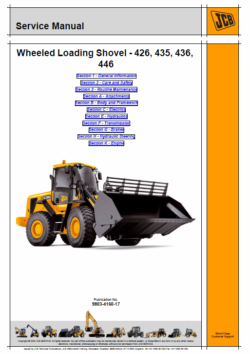 JCB 426, 435, 436, 446 Wheeled Loader Shovel Service Manual