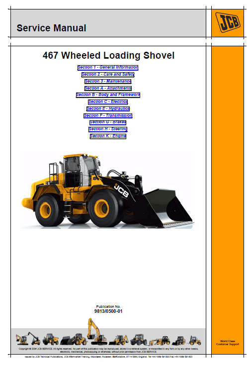 JCB 467 Wheeled Loader Shovel Service Manual