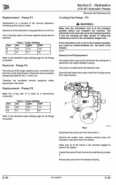 JCB 467 Wheeled Loader Shovel Service Manual