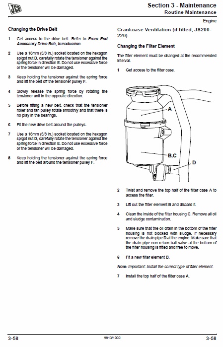 Jcb Js115, Js130, Js145, Js160, Js180, Js200, Js210, Js220 Excavator Manual