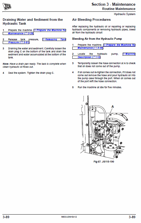 Jcb Js290 Tier 3 Auto Tracked Excavator Service Manual