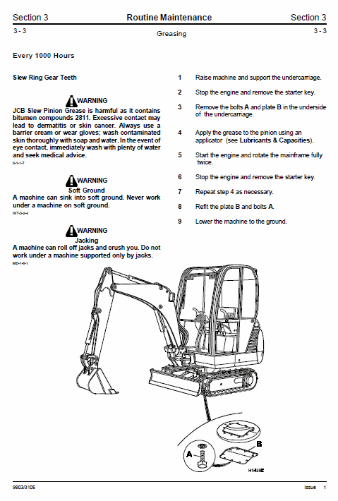 JCB 8013, 8015, 8017, 8018 Mini Excavator Service Manual