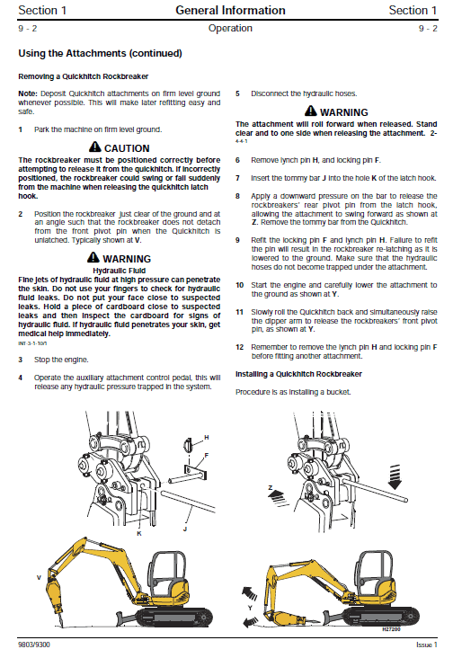 JCB 8027Z, 8032Z Mini Excavator Service Manual