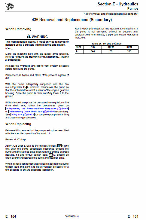 JCB 426, 435, 436, 446 Wheeled Loader Shovel Service Manual