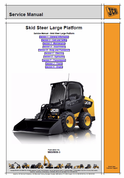 Jcb 225 225t, 260, 260t, 280, 300, 300t, 320t, 325t, 330 Skidsteer Service Manual