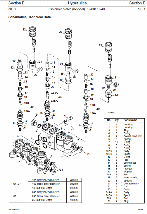 Jcb Js200, Js210, Js220, Js220, Js240, Js260 Tracked Excavator Service Manual