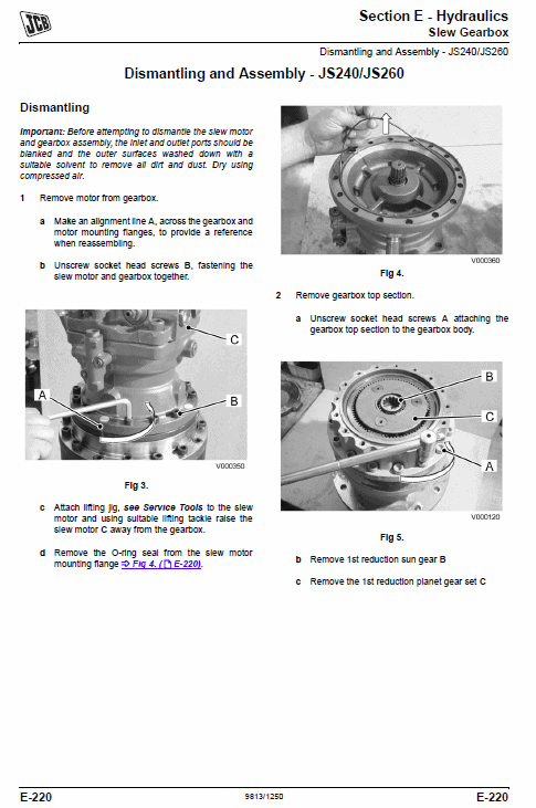 Jcb Js240, Js260, Js330, Js360 Tier 4 Tracked Excavator Service Manual