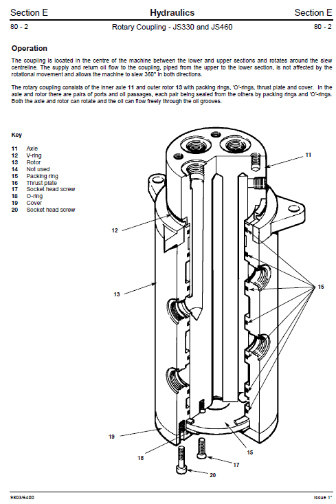 Jcb Js330, Js450, Js460 Manual Tracked Excavator Service Manual