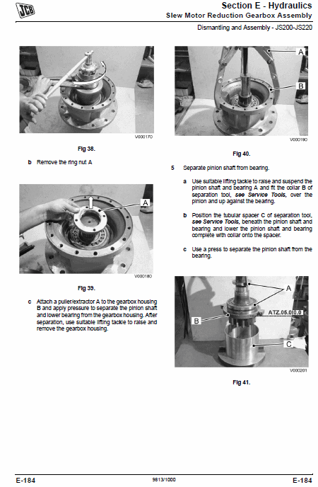 Jcb Js115, Js130, Js145, Js160, Js180, Js200, Js210, Js220 Excavator Manual