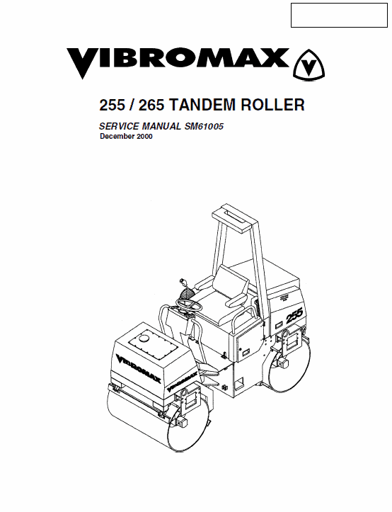 Jcb Vibromax 255, 265 Tandum Roller Service Manual