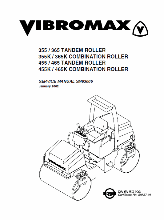 Jcb Vibromax 355, 365, 455, 465 Tandum Roller Service Manual