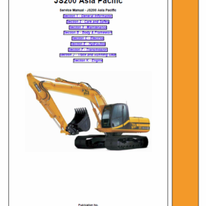 Jcb Js200, Js220, Js235, Js240, Js260 Tier 3 Excavator Service Manual