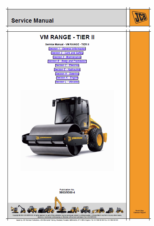 Jcb Vibromax Vm46d, Vm75d, Vm115d, Vm132d, Vm146d, Vm166d, Vm200d Service Manual