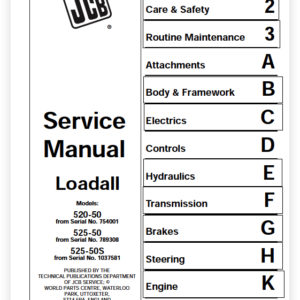 Jcb 520-50, 525-50 Year 1996 – 2012 Loadall Service Manual