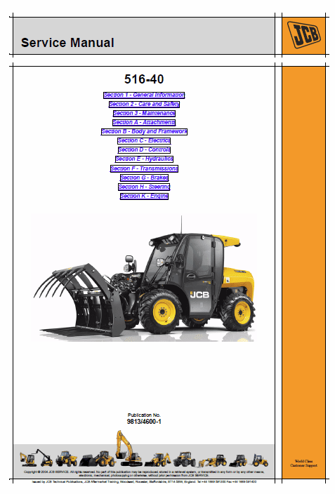 Jcb 516-40 Loadall Telescopic Handlers Service Manual