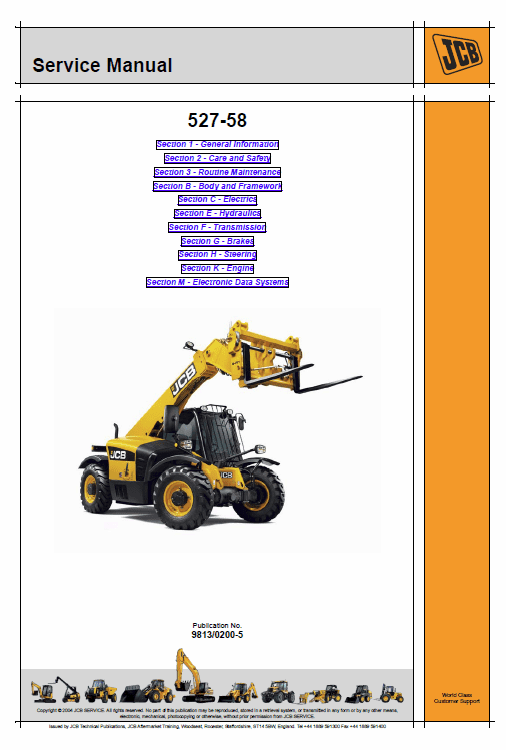 Jcb 527-58 Loadall Telescopic Handlers Service Manual