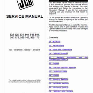 Jcb 535-125, 535-140, 540-140, 540-170, 550-140, 550-170 Loadall Service Manual